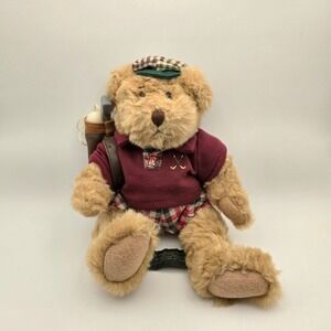 Russ Berrie Bears from the Past Chip 9" Plush Golfing Bear Brown Golf‎ Plaid Vtg